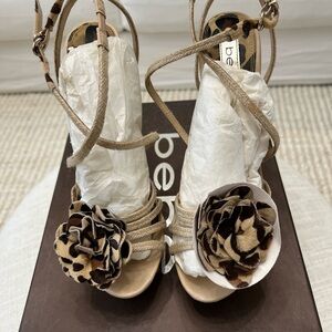 BEBE Deena Tan Floral Women's Sandals - Heels 10